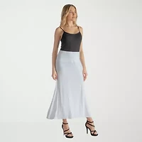 24seven Comfort Apparel Womens Mid Rise Stretch Fabric Maxi Skirt
