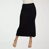 24seven Comfort Apparel Womens Mid Rise Stretch Fabric Maxi Skirt