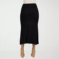 24seven Comfort Apparel Womens Mid Rise Stretch Fabric Maxi Skirt