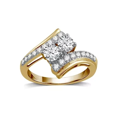 Love Lives Forever Womens 1 CT. Natural White Diamond 10K Gold Engagement Ring