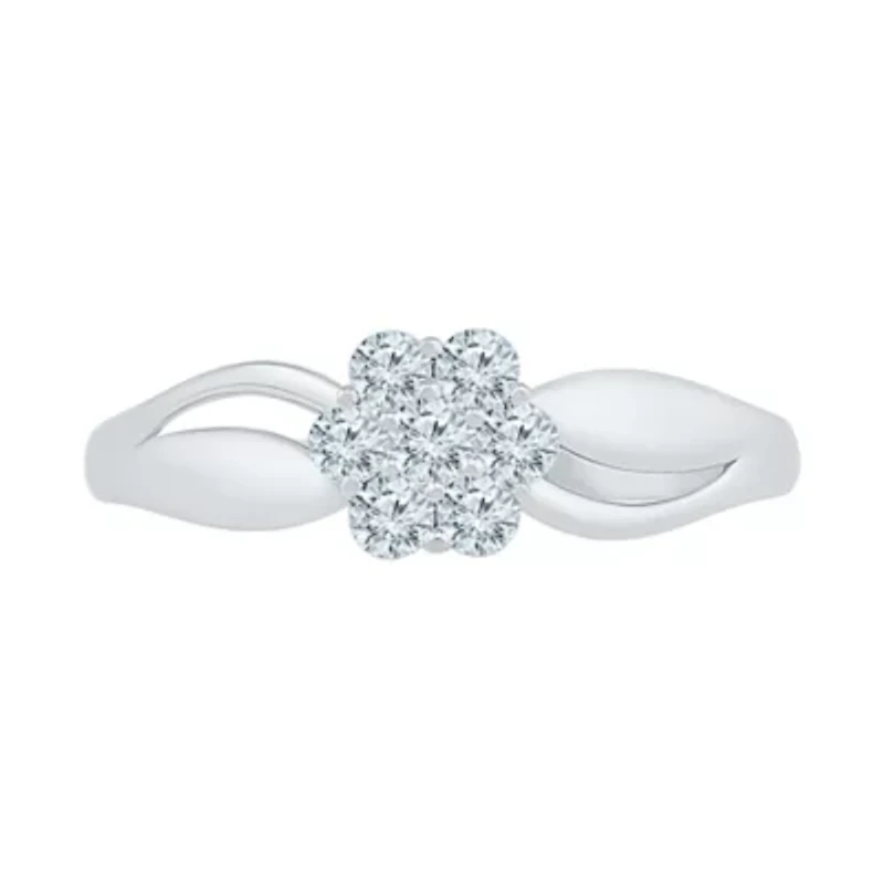 Womens / CT. T.W. Natural White Diamond 10K Gold Cluster Cocktail Ring
