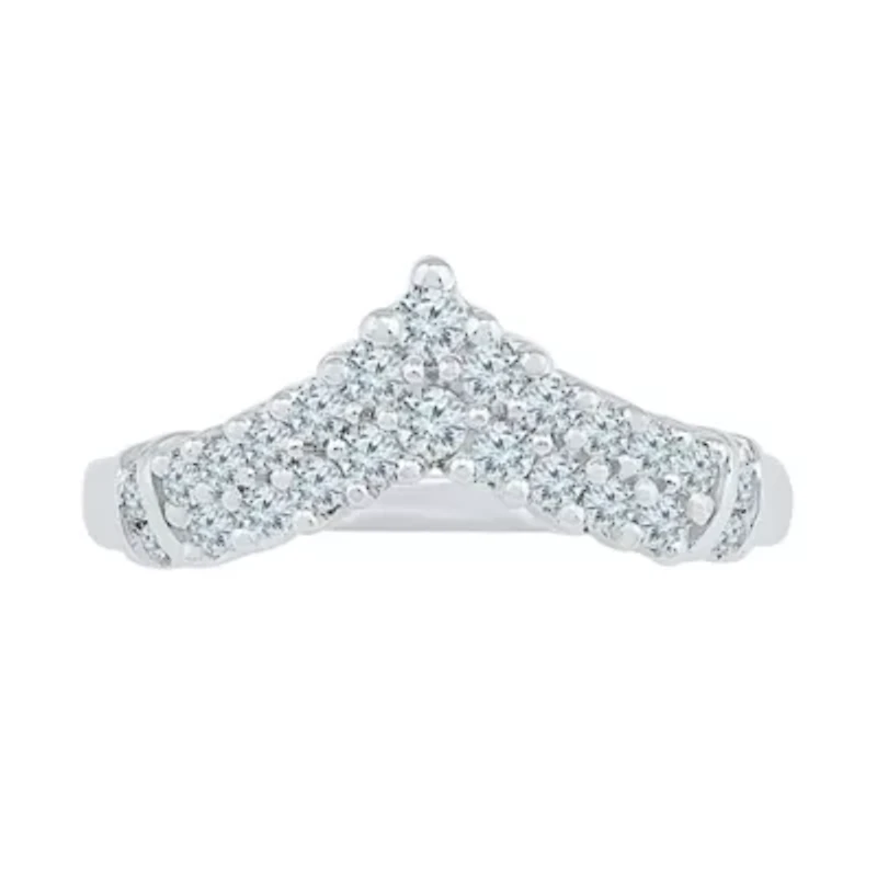 Womens 2MM 1/2 CT. T.W. Natural White Diamond 10K Gold Chevron Cluster Band