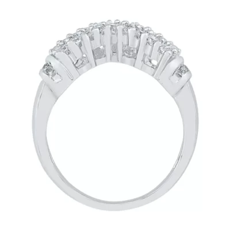 Womens 2MM 1/2 CT. T.W. Natural White Diamond 10K Gold Chevron Cluster Band