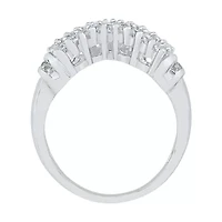 Womens 2MM 1/2 CT. T.W. Natural White Diamond 10K Gold Chevron Cluster Band