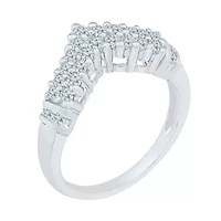 Womens 2MM 1/2 CT. T.W. Natural White Diamond 10K Gold Chevron Cluster Band