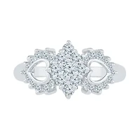 Womens 1/2 CT. T.W. Natural White Diamond 10K Gold Heart Cluster Cocktail Ring