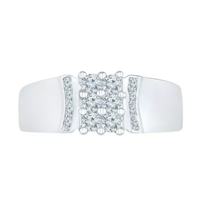 Womens 2MM / CT. T.W. Natural White Diamond 10K Gold Cluster Band