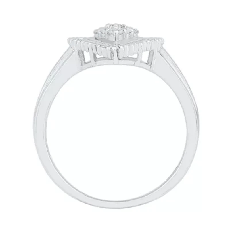 Womens 1/2 CT. T.W. Natural White Diamond 10K Gold Cluster Halo Cocktail Ring
