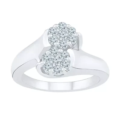 Womens / CT. T.W. Natural White Diamond 10K Gold Flower Cluster Cocktail Ring