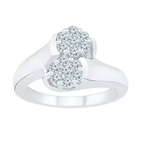 Womens / CT. T.W. Natural White Diamond 10K Gold Flower Cluster Cocktail Ring