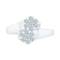Womens / CT. T.W. Natural White Diamond 10K Gold Flower Cluster Cocktail Ring