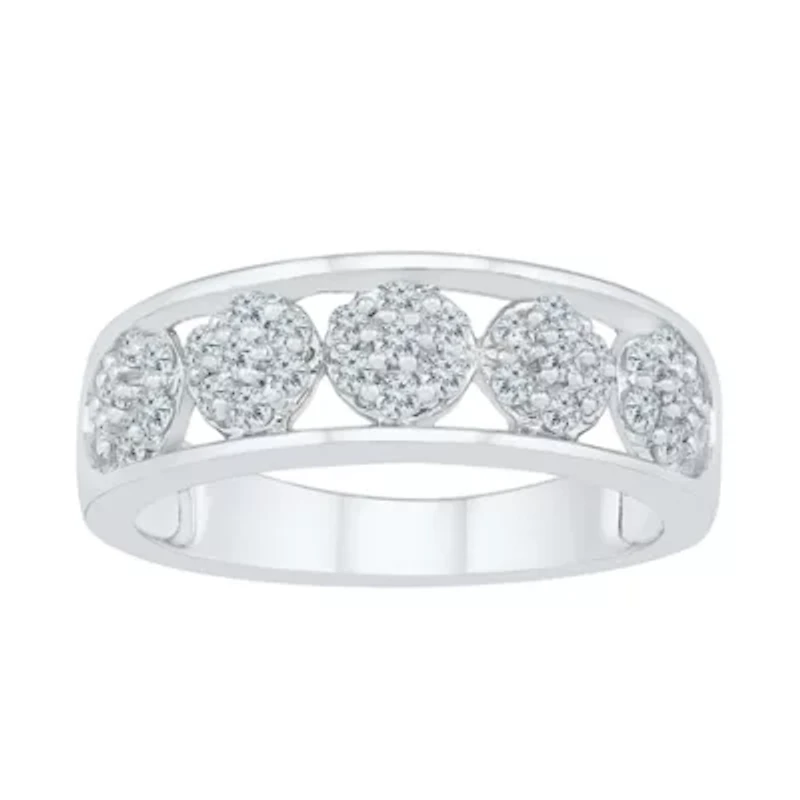 Womens 2MM / CT. T.W. Natural White Diamond 10K Gold Cluster Band