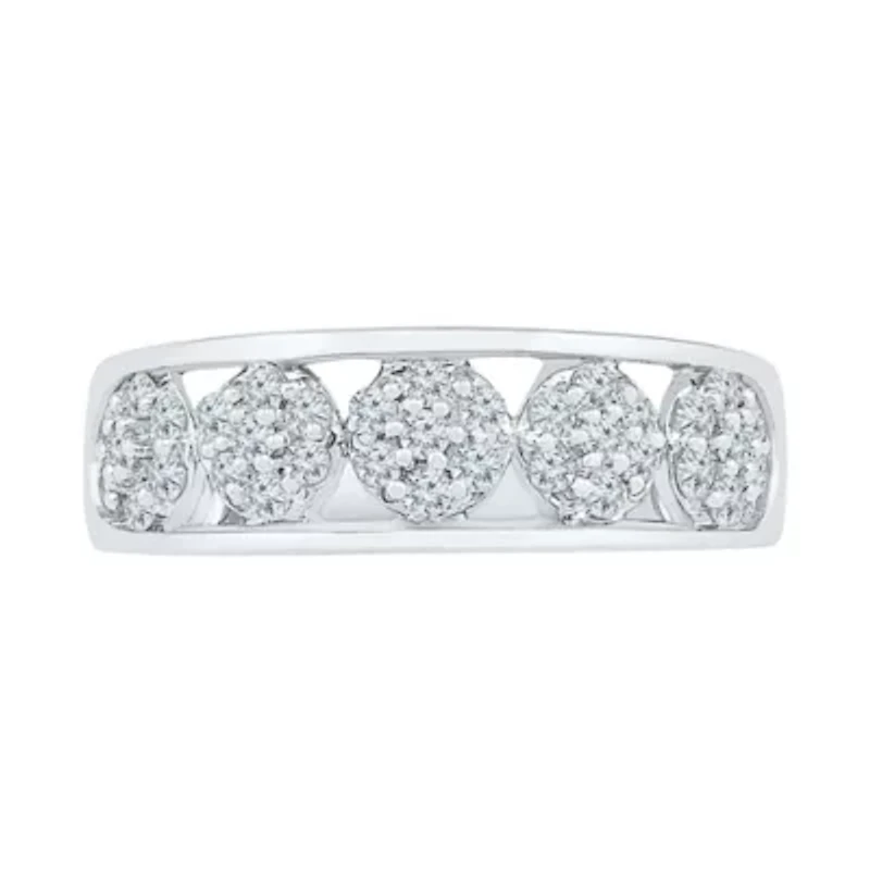 Womens 2MM / CT. T.W. Natural White Diamond 10K Gold Cluster Band