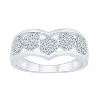 Womens 2MM 5/8 CT. T.W. Natural White Diamond 10K Gold Chevron Cluster Band