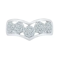 Womens 2MM 5/8 CT. T.W. Natural White Diamond 10K Gold Chevron Cluster Band