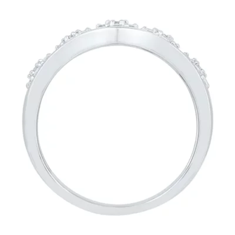 Womens 2MM 5/8 CT. T.W. Natural White Diamond 10K Gold Chevron Cluster Band