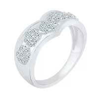 Womens 2MM 5/8 CT. T.W. Natural White Diamond 10K Gold Chevron Cluster Band