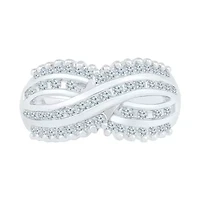 Womens 2MM 5/8 CT. T.W. Natural White Diamond 10K Gold Cluster Crossover Band