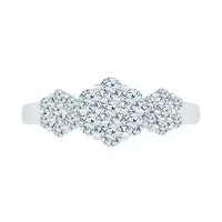 Womens 3/4 CT. T.W. Natural White Diamond 10K Gold Flower Cluster Cocktail Ring