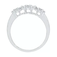 Womens 3/4 CT. T.W. Natural White Diamond 10K Gold Flower Cluster Cocktail Ring