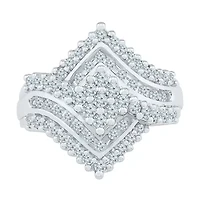 Womens 1 1/8 CT. T.W. Natural White Diamond 10K Gold Cluster Cocktail Ring