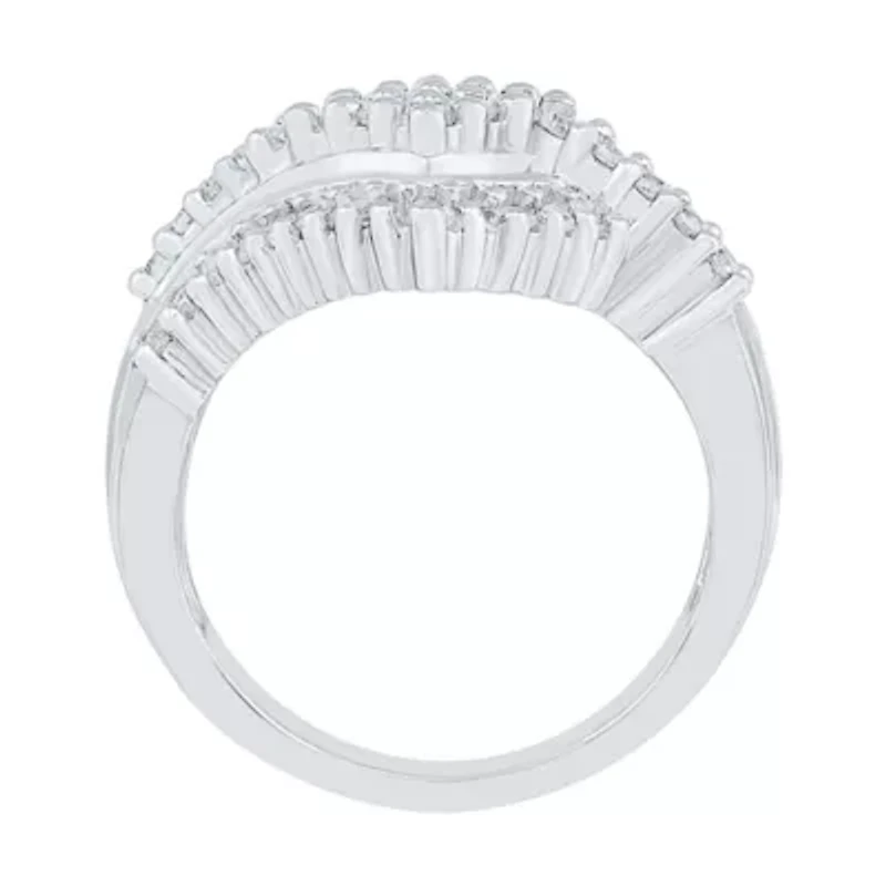 Womens 1 1/8 CT. T.W. Natural White Diamond 10K Gold Cluster Cocktail Ring