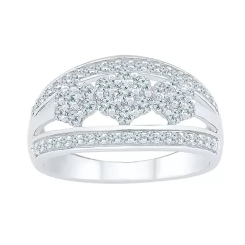 Womens 2MM 3/4 CT. T.W. Natural White Diamond 10K Gold Cluster Band