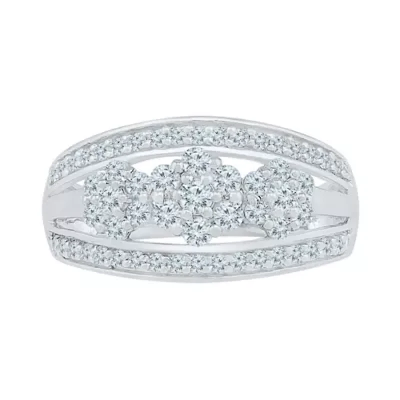Womens 2MM 3/4 CT. T.W. Natural White Diamond 10K Gold Cluster Band