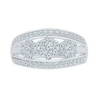 Womens 2MM 3/4 CT. T.W. Natural White Diamond 10K Gold Cluster Band