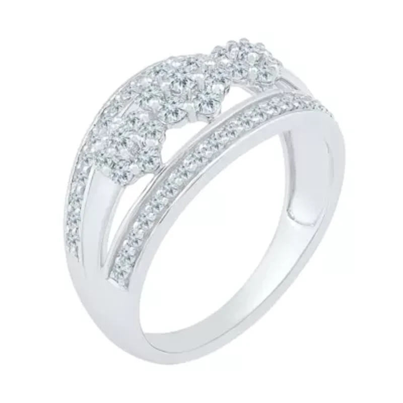 Womens 2MM 3/4 CT. T.W. Natural White Diamond 10K Gold Cluster Band