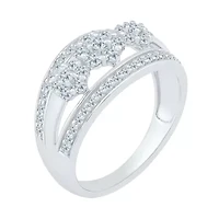 Womens 2MM 3/4 CT. T.W. Natural White Diamond 10K Gold Cluster Band