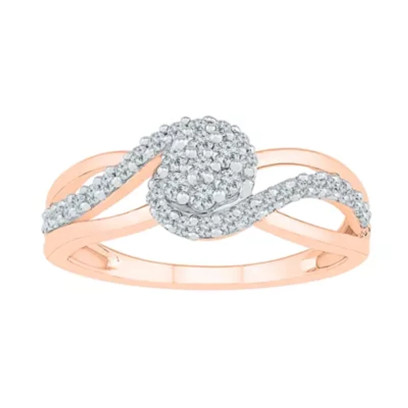 Womens 1/3 CT. T.W. Natural White Diamond 10K Rose Gold Cluster Cocktail Ring