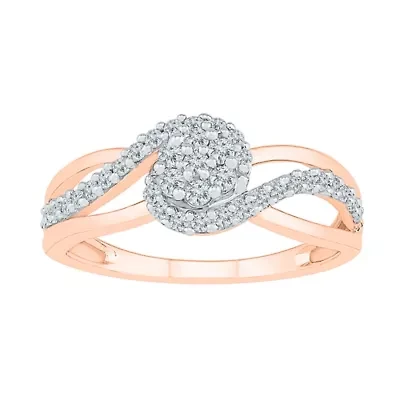 Womens 1/3 CT. T.W. Natural White Diamond 10K Rose Gold Cluster Cocktail Ring
