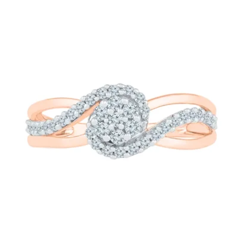 Womens 1/3 CT. T.W. Natural White Diamond 10K Rose Gold Cluster Cocktail Ring