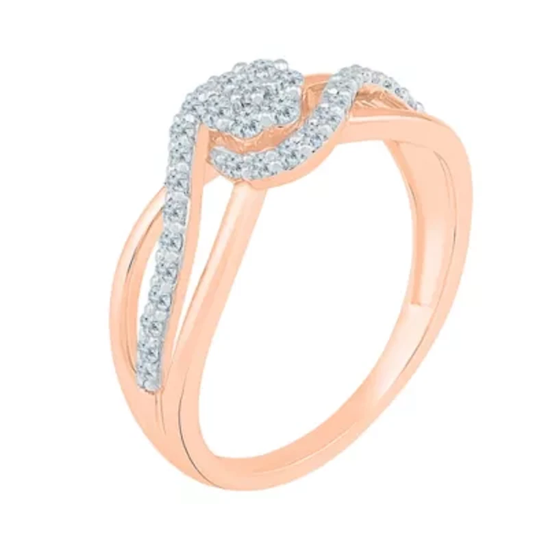 Womens 1/3 CT. T.W. Natural White Diamond 10K Rose Gold Cluster Cocktail Ring