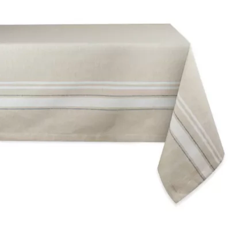 Design Imports Chambray French Sripe Tablecloth