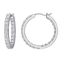 Womens 2 1/2 CT. T.W. Lab Created White Moissanite 10K White Gold 25mm Hoop Earrings