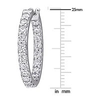 Womens 2 1/2 CT. T.W. Lab Created White Moissanite 10K White Gold 25mm Hoop Earrings