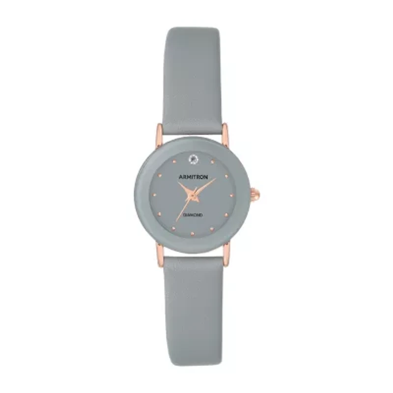 Armitron Womens Gray Leather Strap Watch 75/2447gyrggy