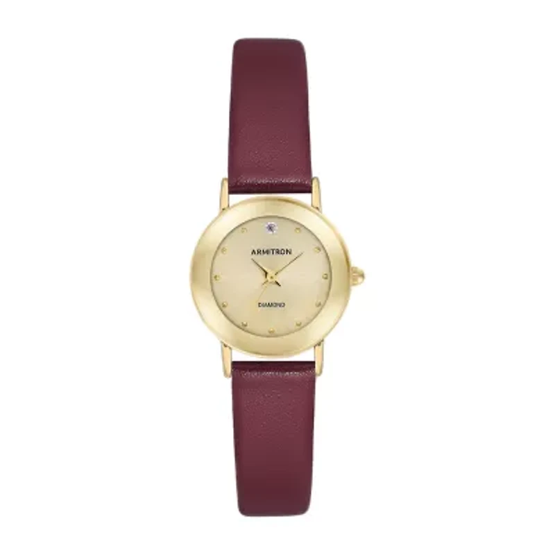 Armitron Womens Red Leather Strap Watch 75/2447chgpby