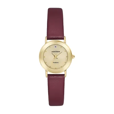 Armitron Womens Red Leather Strap Watch 75/2447chgpby