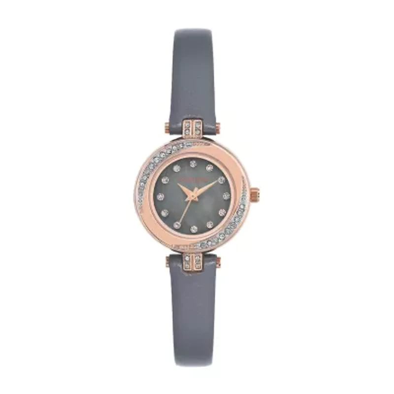 Armitron Womens Gray Leather Strap Watch 75/5542gmrggy