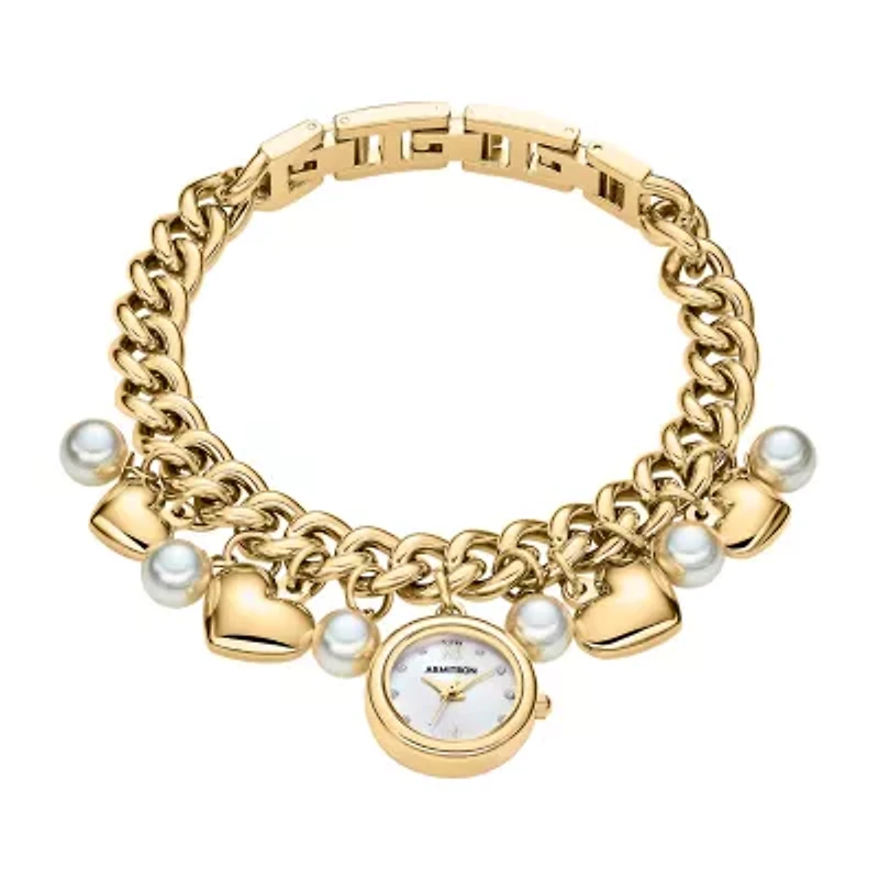 Armitron Charm Womens Crystal Accent Gold Tone Bracelet Watch 75/5578mpgp
