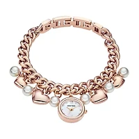Armitron Charm Womens Crystal Accent Rose Goldtone Bracelet Watch 75/5578mprg