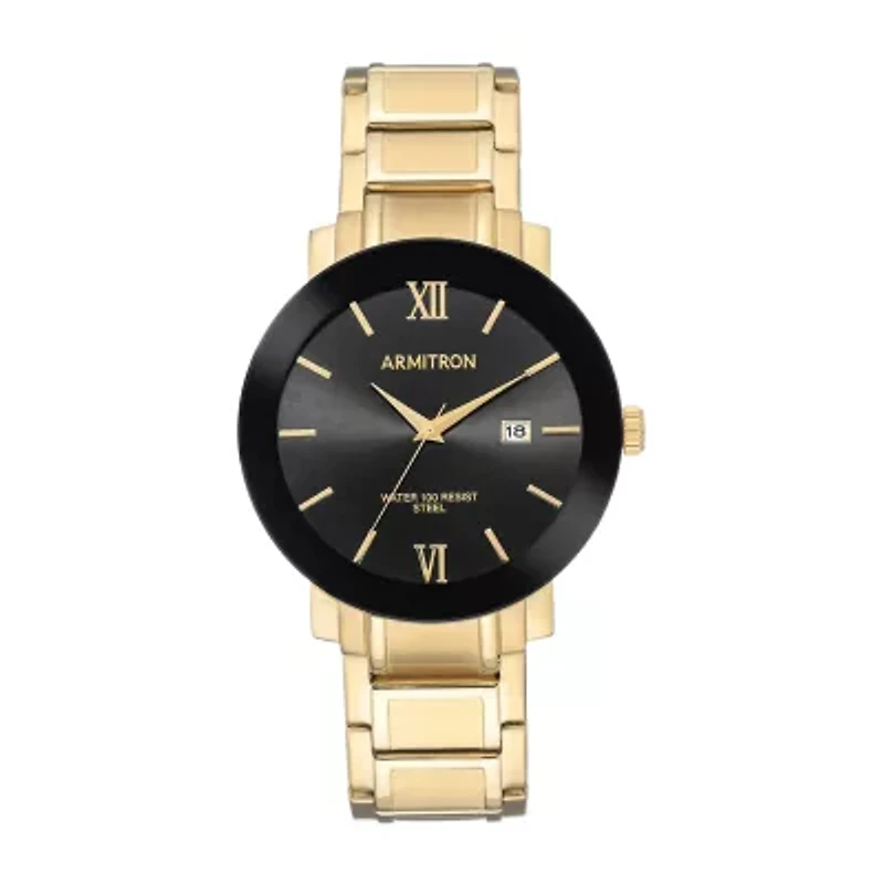 Armitron Mens Gold Tone Stainless Steel Bracelet Watch 20/5273bkgp