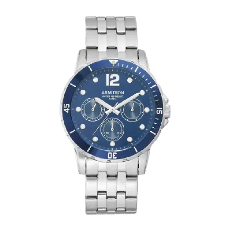 Armitron Mens Multi-Function Silver Tone Stainless Steel Bracelet Watch 20/5277nvsv