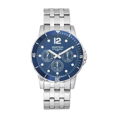 Armitron Mens Multi-Function Silver Tone Stainless Steel Bracelet Watch 20/5277nvsv