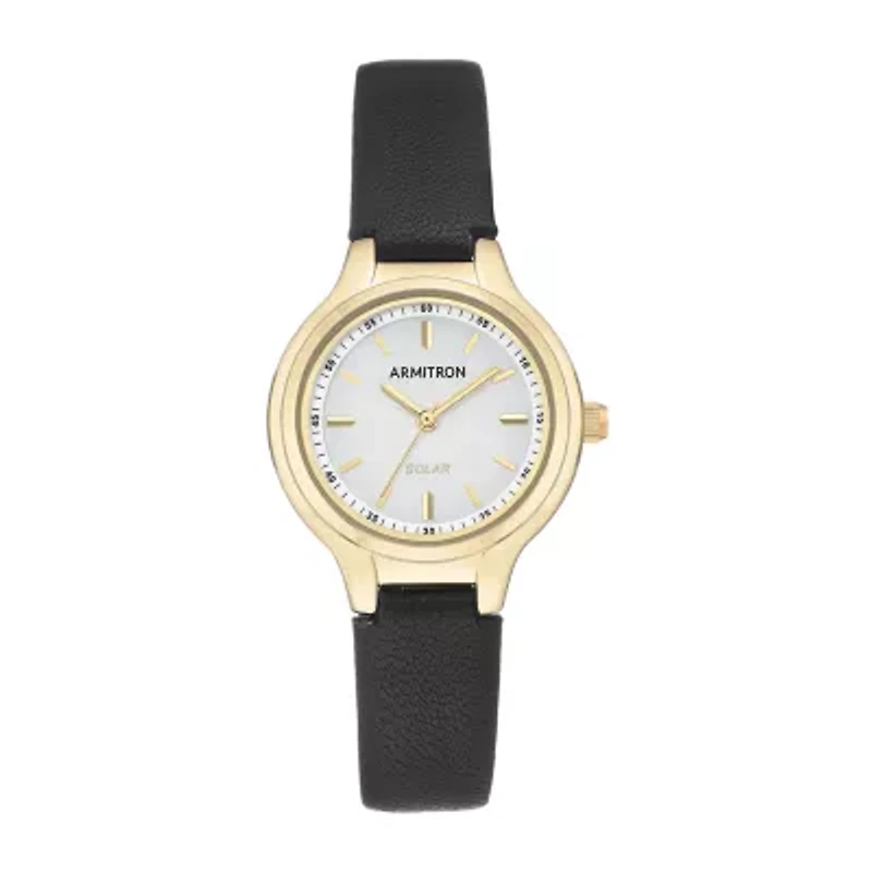 Armitron Womens Black Leather Strap Watch 75/5633wtgpbk