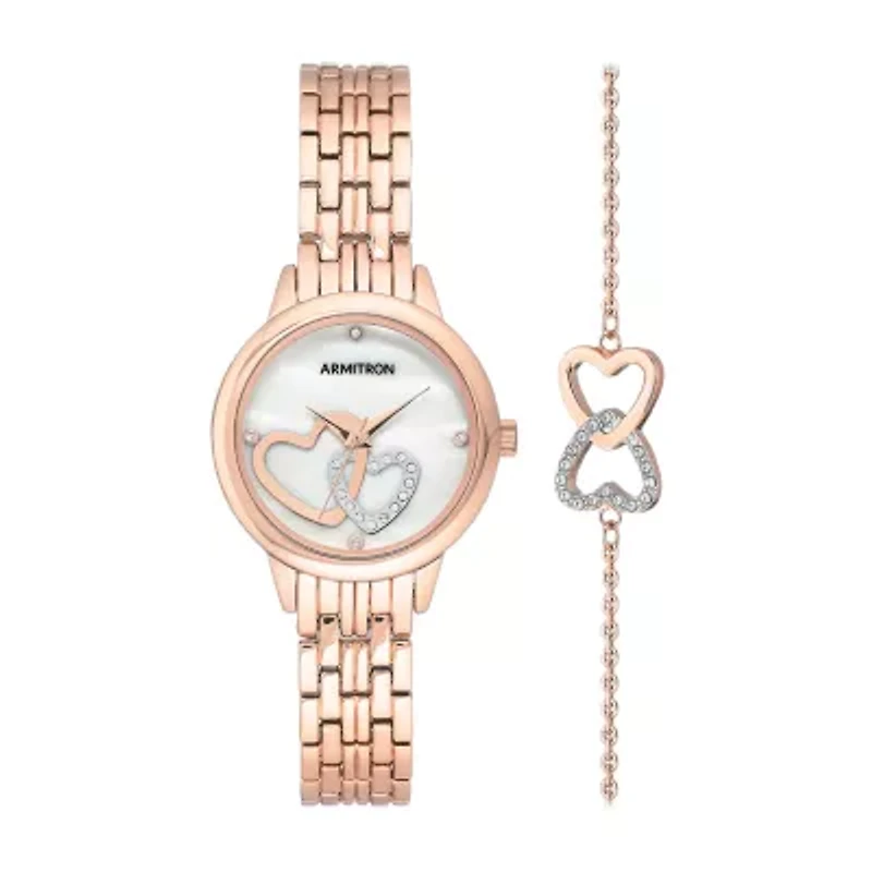 Armitron Womens Crystal Accent Rose Goldtone 2-pc. Watch Boxed Set 75/5663mprgst