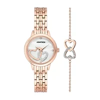 Armitron Womens Crystal Accent Rose Goldtone 2-pc. Watch Boxed Set 75/5663mprgst